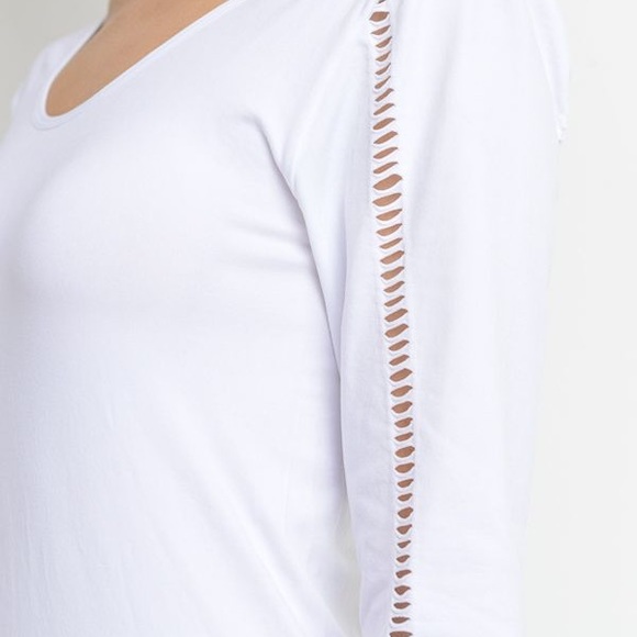 NWT White Razor Cut Athletic Top - Picture 3 of 5